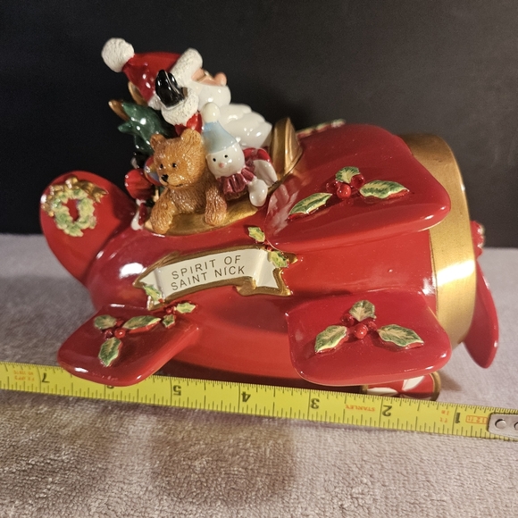 Fitz and Floyd Christmas Santa In Plane Figurine Music Box Holiday Musicals - Picture 13 of 16
